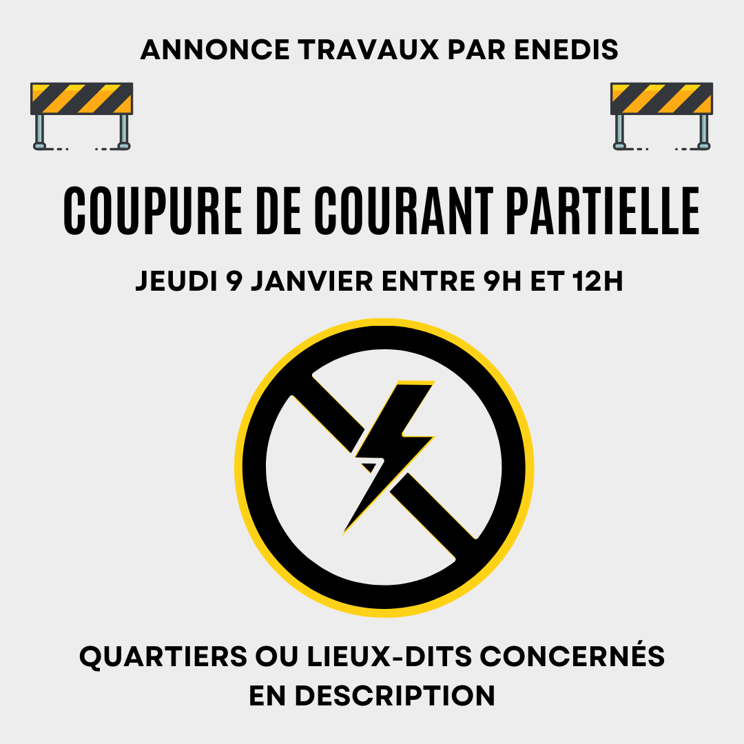 Coupure de courant partielle le 9 janvier 2025 à La Charité-sur-Loire